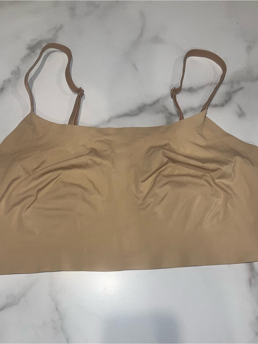 TRUEANDCO Wireless Bralette Nude/Beige XL Adjustable Strap Removable Pad